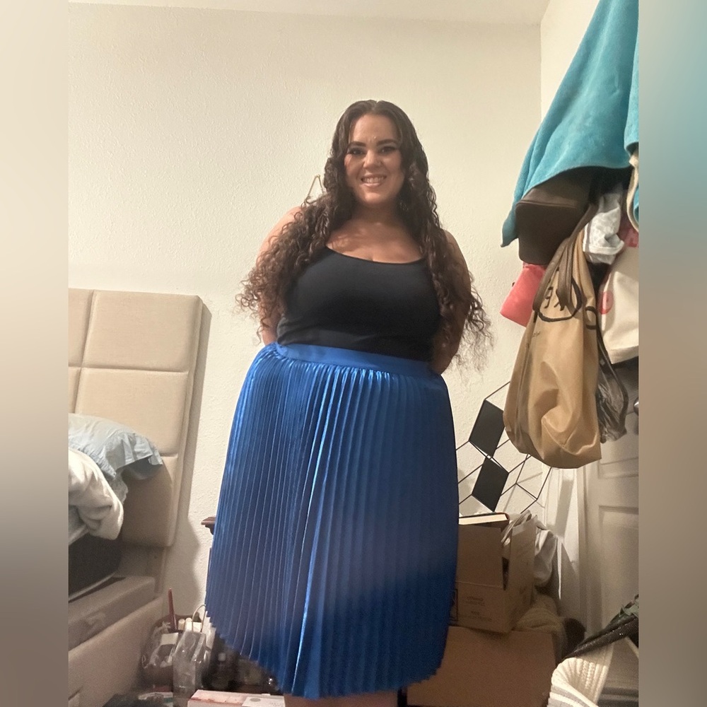 Blue Pleated Skirt